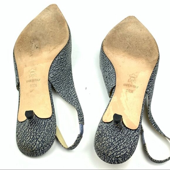 Clorinda Antinori the Rosie heels 39.5 9.5 blue cream crackle slingback kitten - Picture 7 of 14